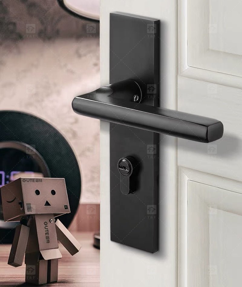 Tay Nắm Khóa Bán Chạy Nhất Phong Cách Châu Âu Hiện Đại Hoàn Thiện Đen Satin Gỗ và Hợp Kim Kẽm Cho Cửa Phòng Nội Thất - Daisan Store