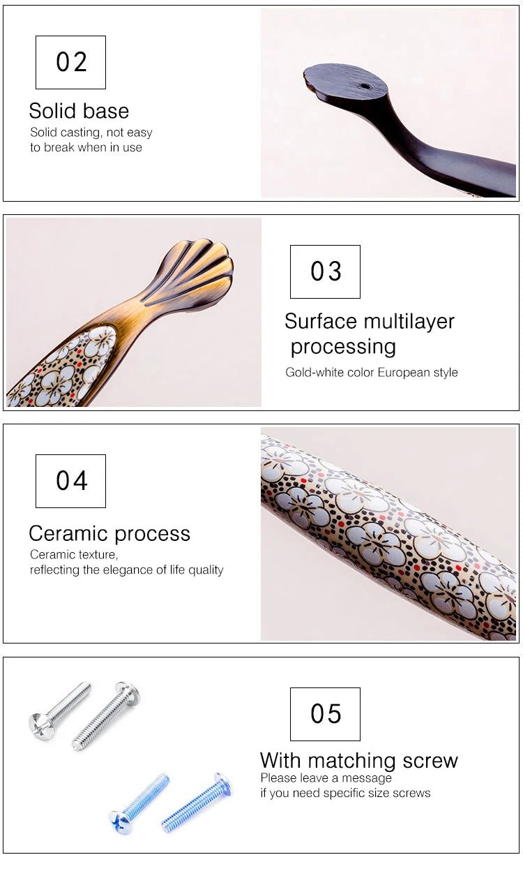 Tay nắm tủ cổ điển gốm đồng NAIERDI - Daisan Store