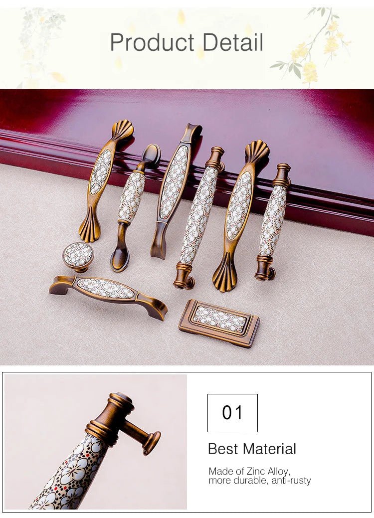 Tay nắm tủ cổ điển gốm đồng NAIERDI - Daisan Store