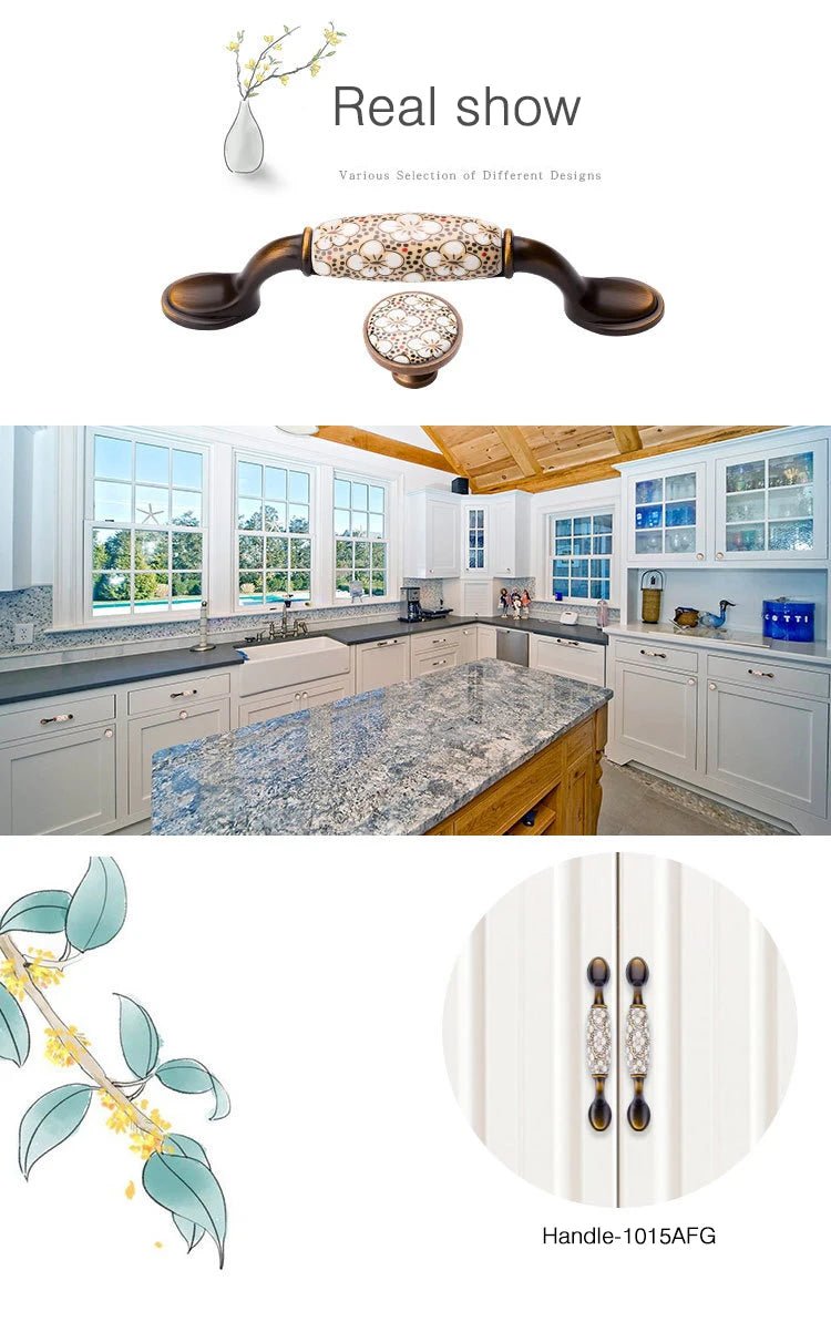 Tay nắm tủ cổ điển gốm đồng NAIERDI - Daisan Store