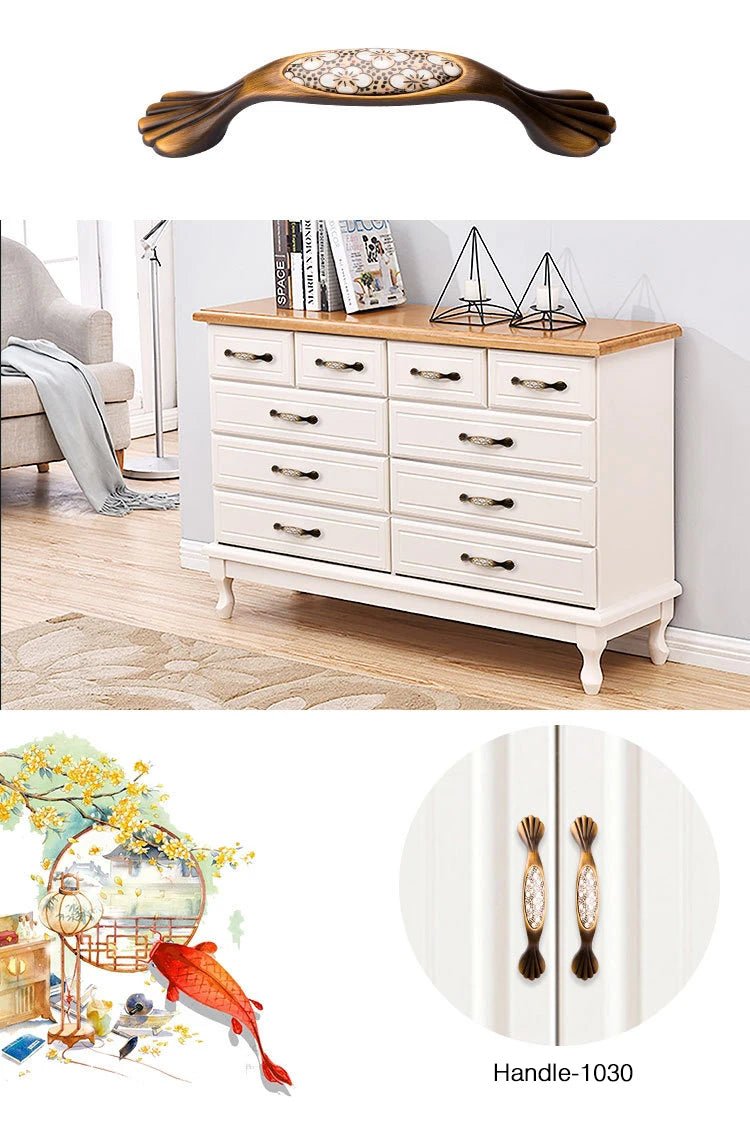 Tay nắm tủ cổ điển gốm đồng NAIERDI - Daisan Store