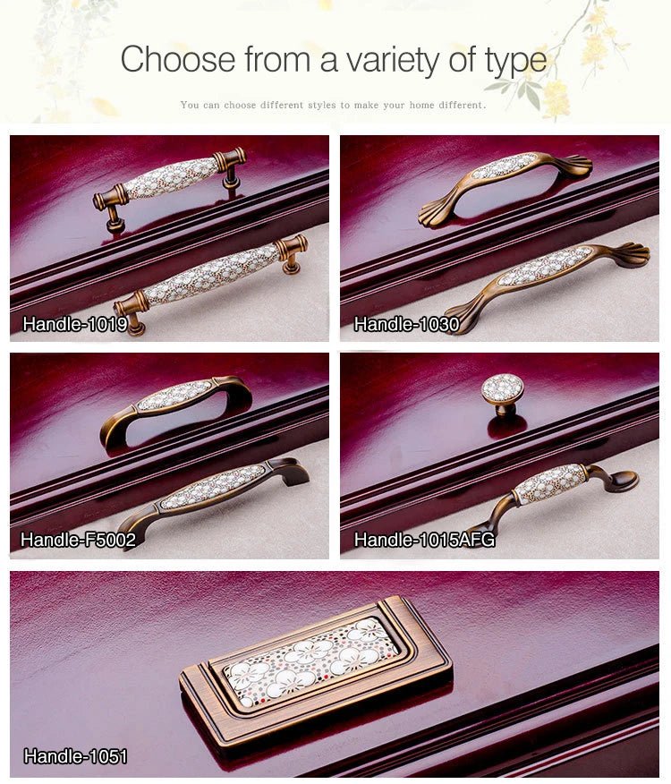 Tay nắm tủ cổ điển gốm đồng NAIERDI - Daisan Store