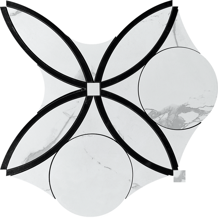 Thiết kế gạch khảm tia nước màu trắng và đen cho tường gạch và sàn gạch - Daisan Store