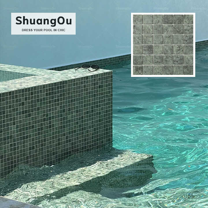 Thiết kế mới Dòng sản phẩm Naturalism Đá phun màu xanh lá cây khảm cảnh quan ao cá cho hồ bơi khách sạn bằng gốm Hồ bơi spa - Daisan Store