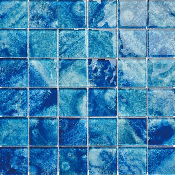 Thiết kế thủ công theo phong cách hiện đại sang trọng hình vuông dày 4mm màu xanh lam xanh lá cây hỗn hợp gạch mosaic hồ bơi ngoài trời biệt thự - Daisan Store