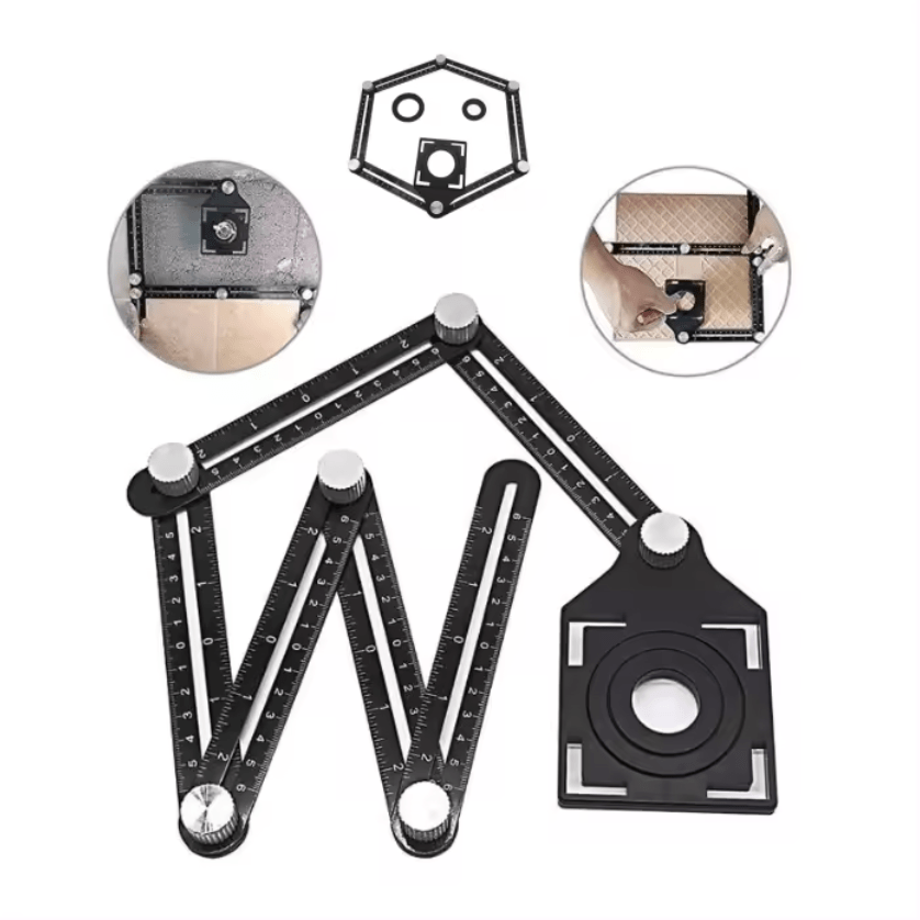 Thước đo góc bằng hợp kim nhôm, ray định vị mở gạch, thước sáu cạnh - Daisan Store
