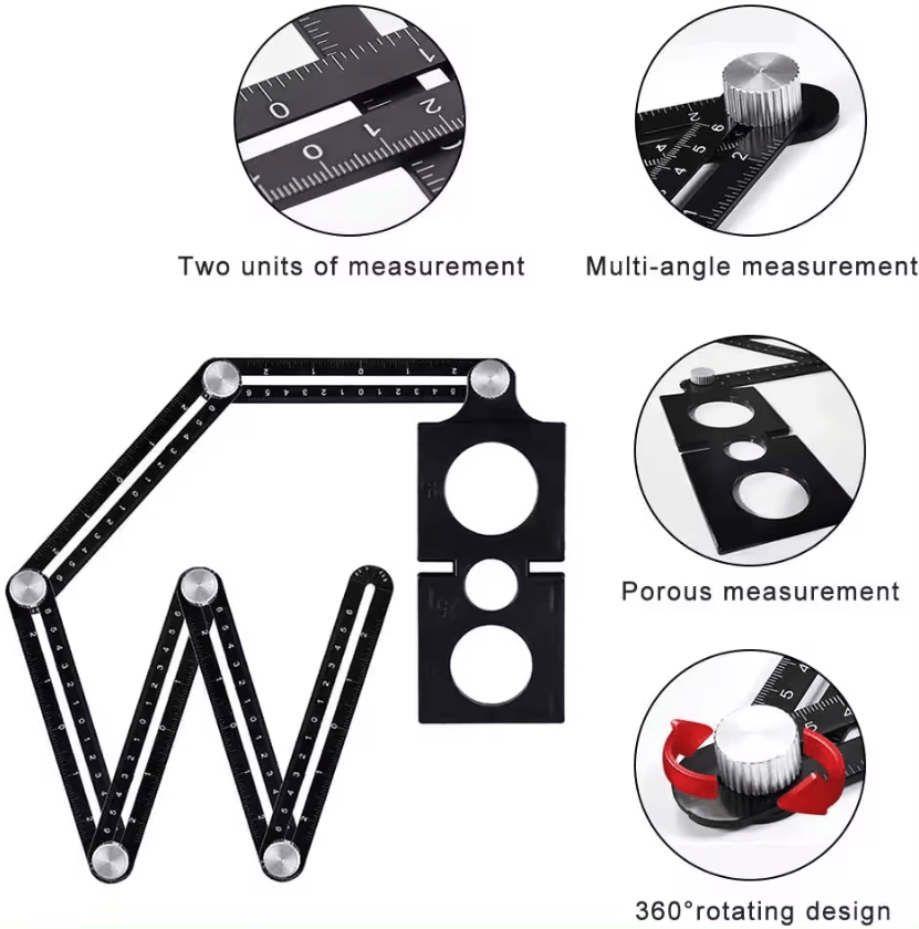 Thước đo góc bằng hợp kim nhôm, ray định vị mở gạch, thước sáu cạnh - Daisan Store