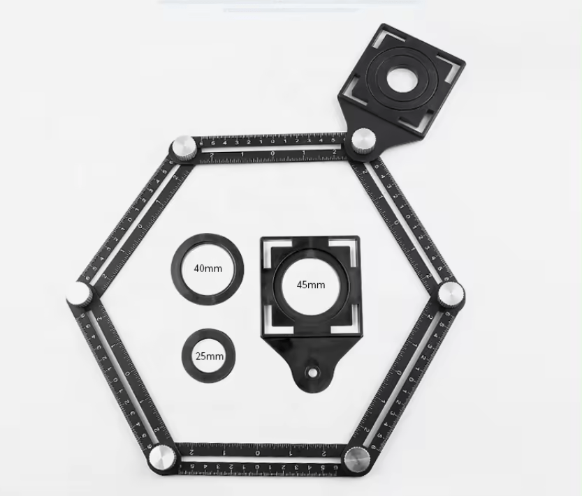 Thước đo góc bằng hợp kim nhôm, ray định vị mở gạch, thước sáu cạnh - Daisan Store