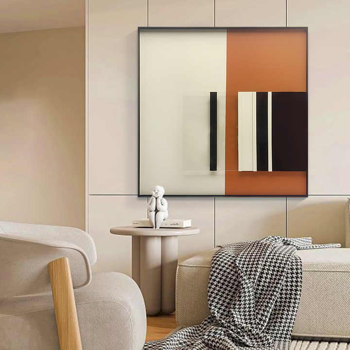 Trang trí phòng khách JZ Tác phẩm nghệ thuật đa phương tiện lớn có khung Nghệ thuật treo tường hình học Tranh 3D trừu tượng Trang trí nhà hiện đại - Daisan Store