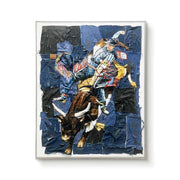 Trang trí phòng khách JZ Tranh trừu tượng vải jeans chắp vá nghệ thuật đa phương tiện đóng khung kết cấu sơn dầu hiện đại vẽ tay nghệ thuật treo tường 3D - Daisan Store