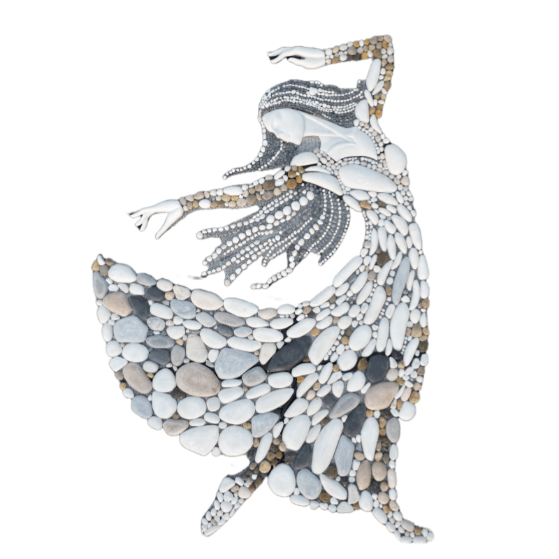 Tranh ghép đá tự nhiên nhiều màu vẽ tranh tường phụ nữ mặc đồ - Daisan Store