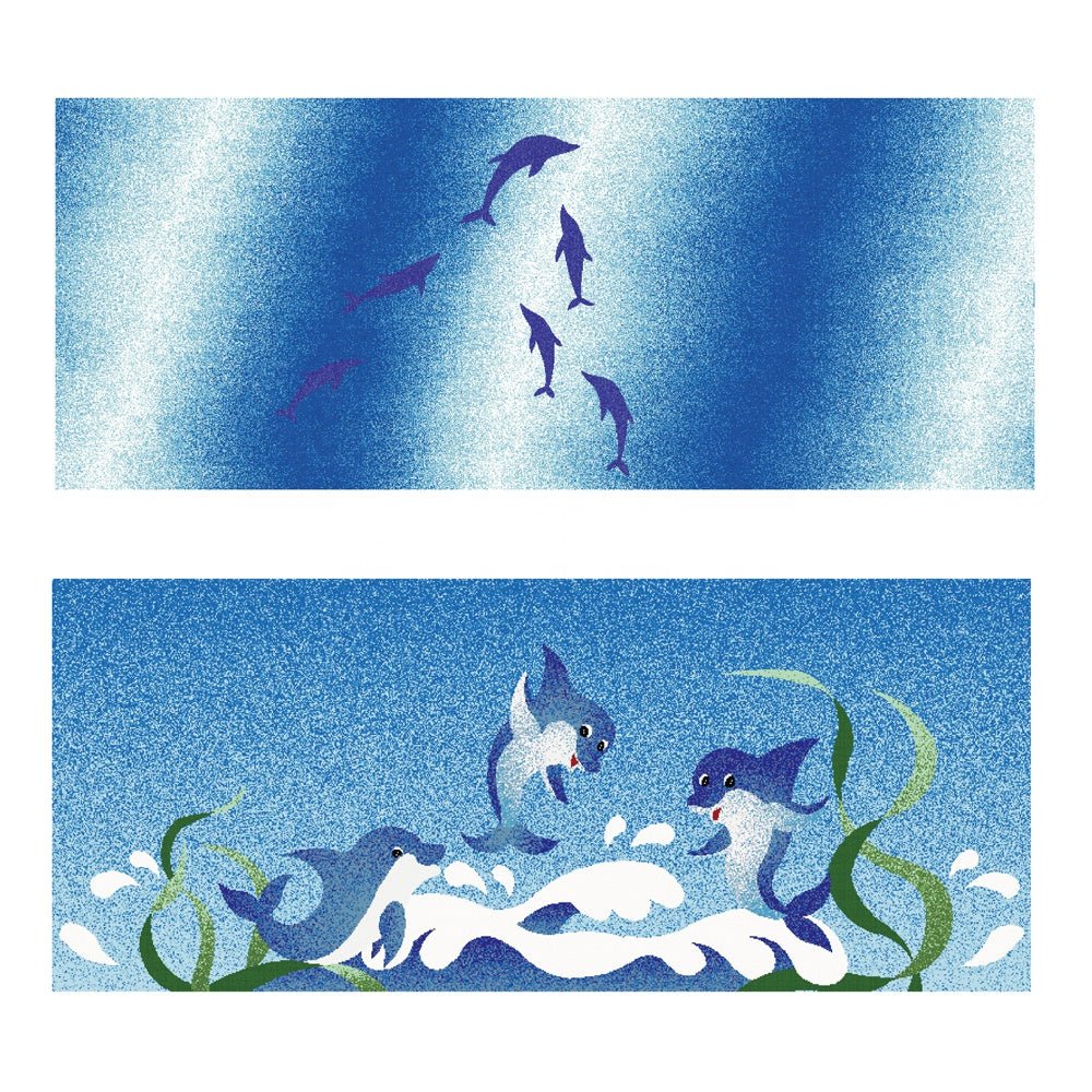 Tranh khảm ghép gốm họa tiết cá heo đại dương xanh hoa văn tùy chỉnh - Daisan Store