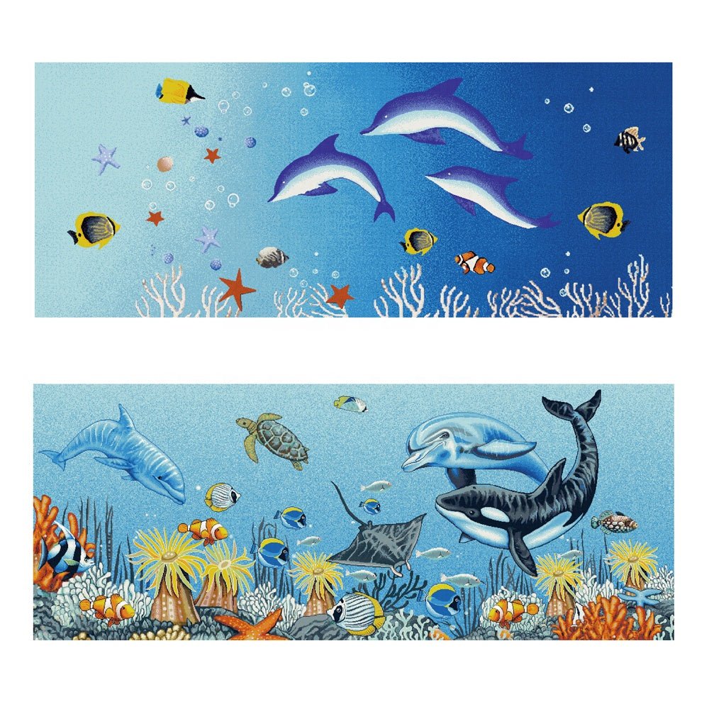 Tranh khảm ghép gốm họa tiết cá heo đại dương xanh hoa văn tùy chỉnh - Daisan Store