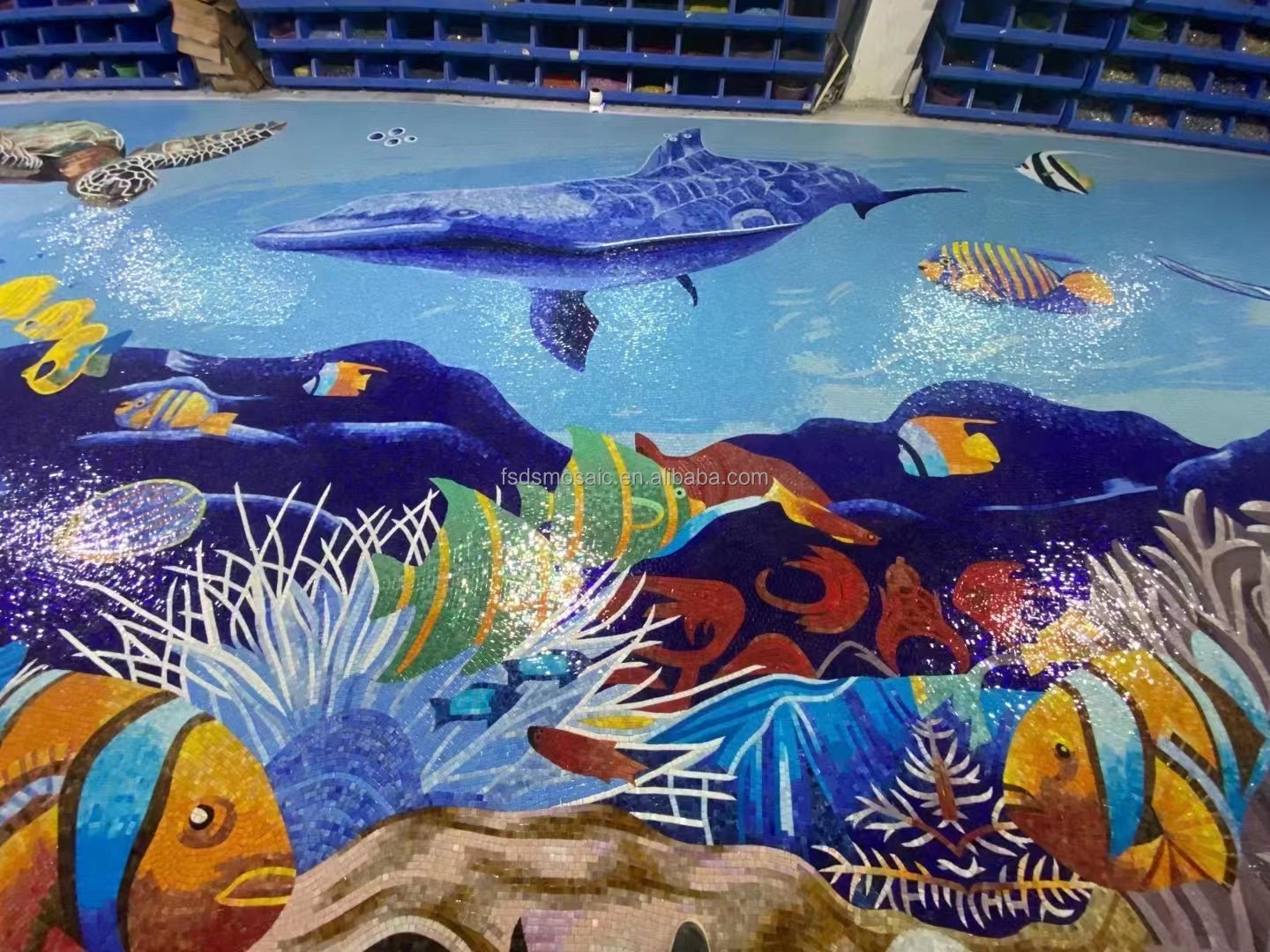 Tranh khảm thủy tinh nghệ thuật rùa biển trang trí phòng tắm cao cấp - Daisan Store