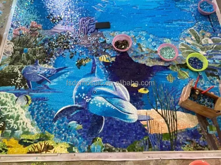 Tranh khảm thủy tinh nghệ thuật rùa biển trang trí phòng tắm cao cấp - Daisan Store