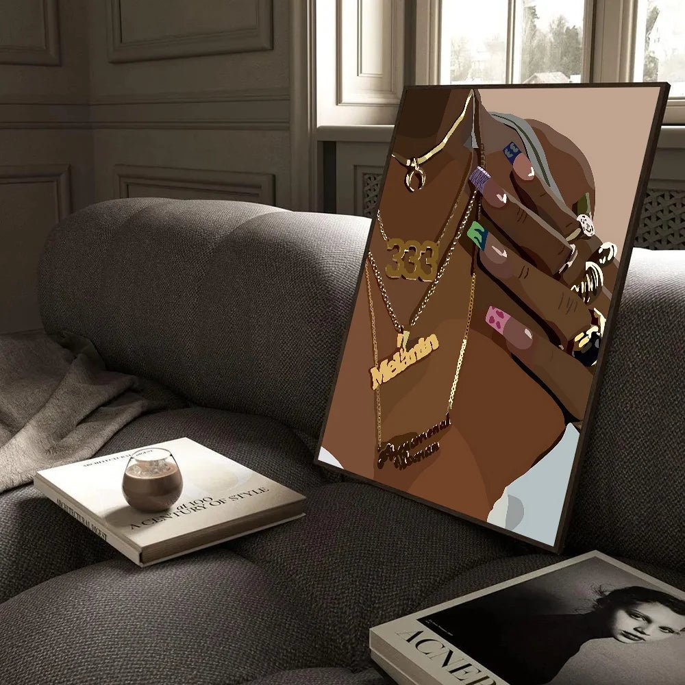 Tranh Poster Chân Dung Phụ Nữ Da Đen Châu Phi Chống Thấm - Daisan Store