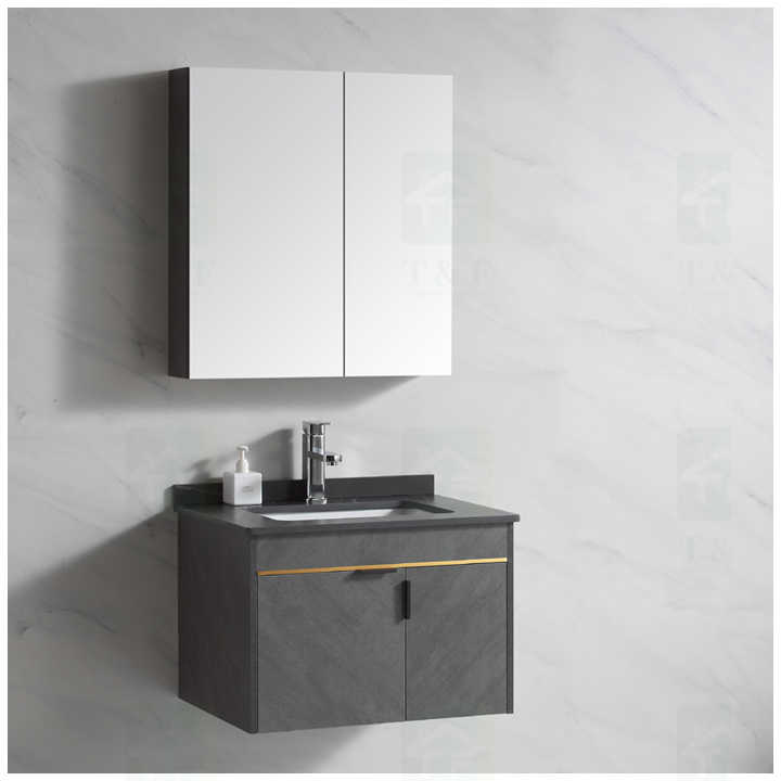 Tủ lavabo phòng tắm bằng gỗ nguyên khối màu đen xám hiện đại kích thước 24 đến 40 inch - Daisan Store