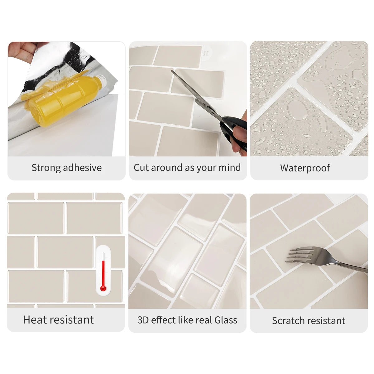 Vividtiles 3D Vinyl Dán Dính Ốp Tường Bếp Chống Nước Bền - Daisan Store