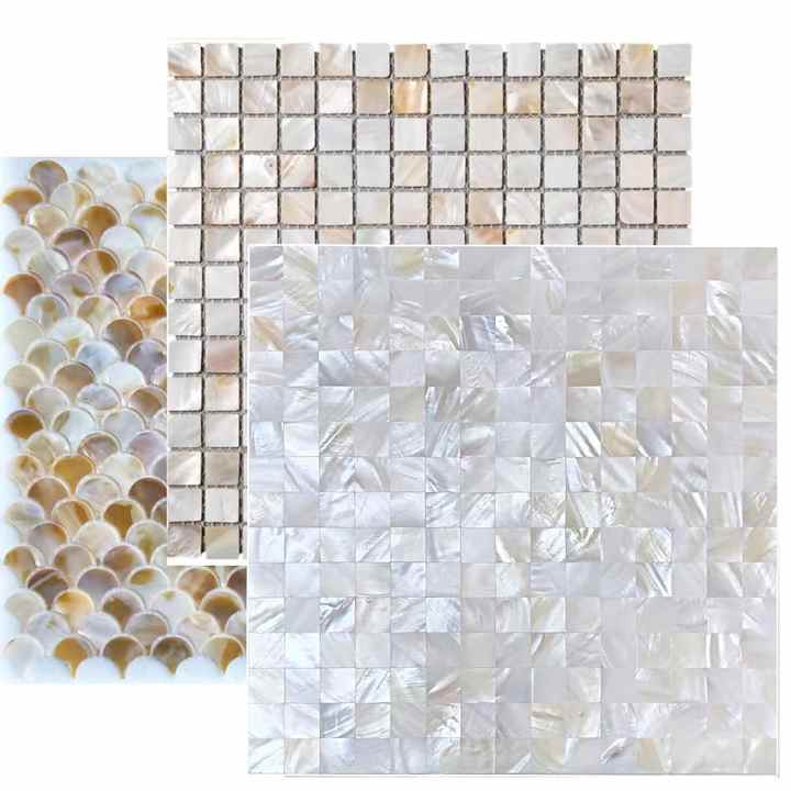 Vỏ sò khảm tự nhiên siêu trắng liền mạch kết hợp chặt chẽ nền TV tường hiên trang trí nội thất tường môi trường - Daisan Store