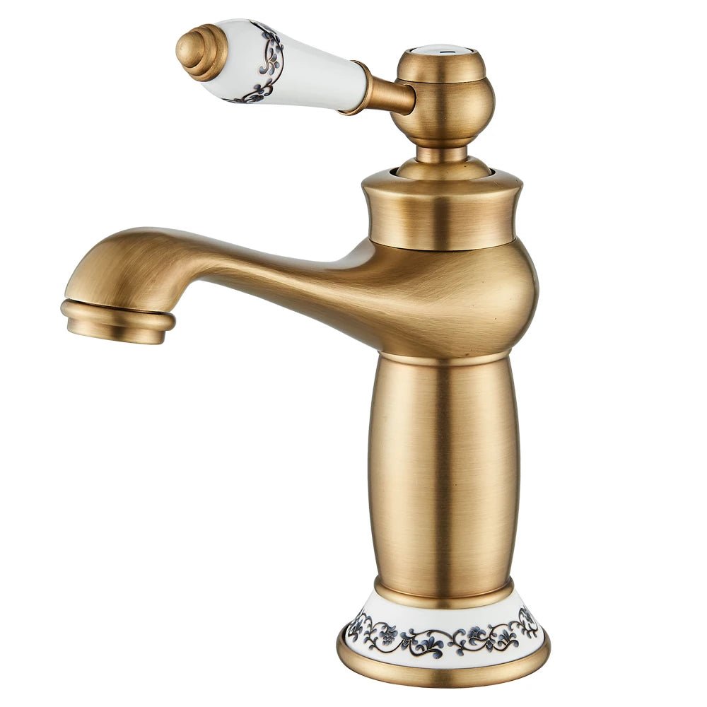 Vòi Lavabo Đồng Cổ Điển Tay Gốm Nóng Lạnh Sang Trọng - Daisan Store