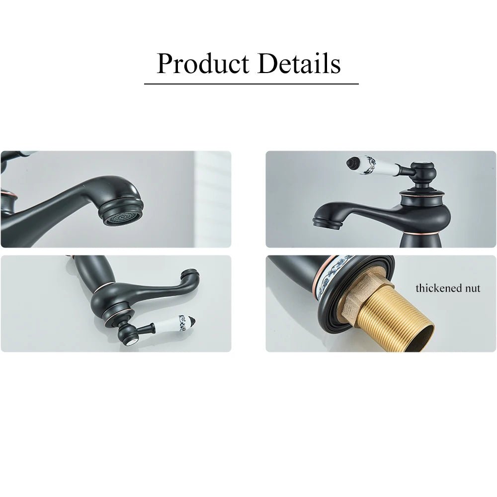 Vòi Lavabo Đồng Cổ Điển Tay Gốm Nóng Lạnh Sang Trọng - Daisan Store