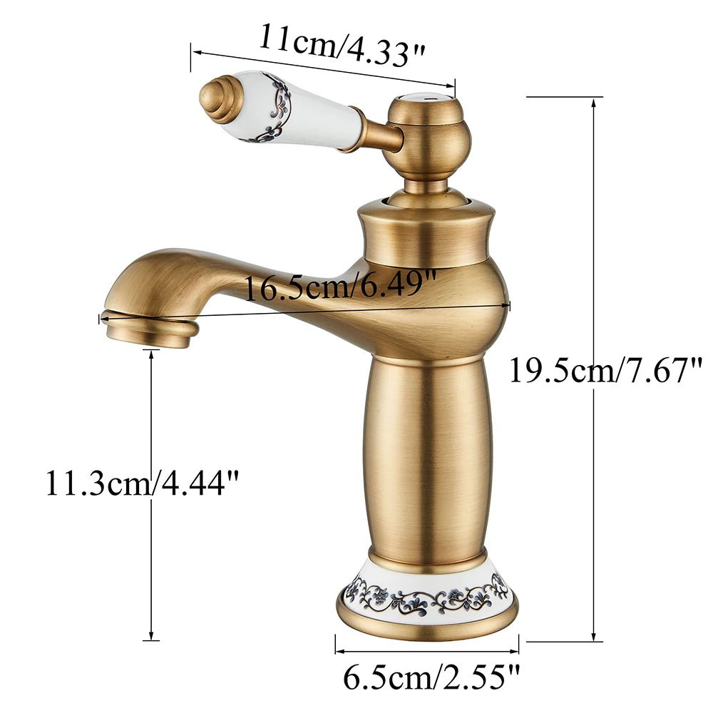 Vòi Lavabo Đồng Cổ Điển Tay Gốm Nóng Lạnh Sang Trọng - Daisan Store