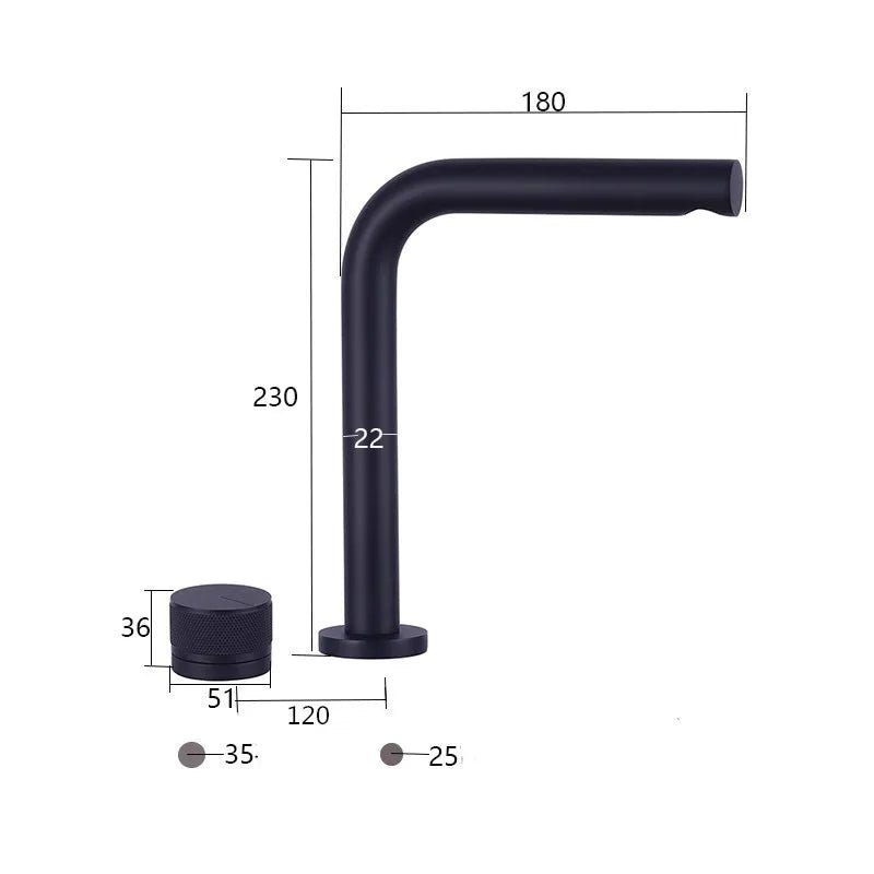 Vòi lavabo Tuqiu đen xoay 2 lỗ chậu rửa hiện đại - Daisan Store