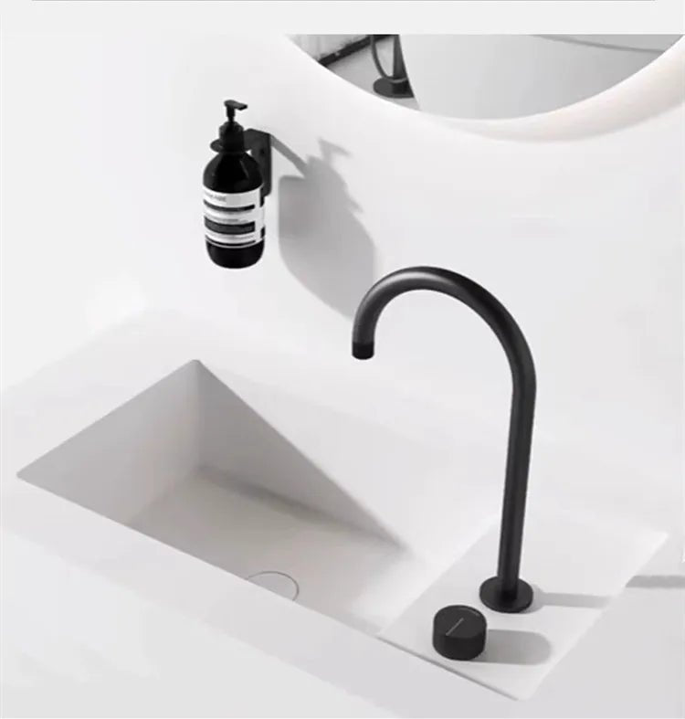 Vòi lavabo Tuqiu đen xoay 2 lỗ chậu rửa hiện đại - Daisan Store