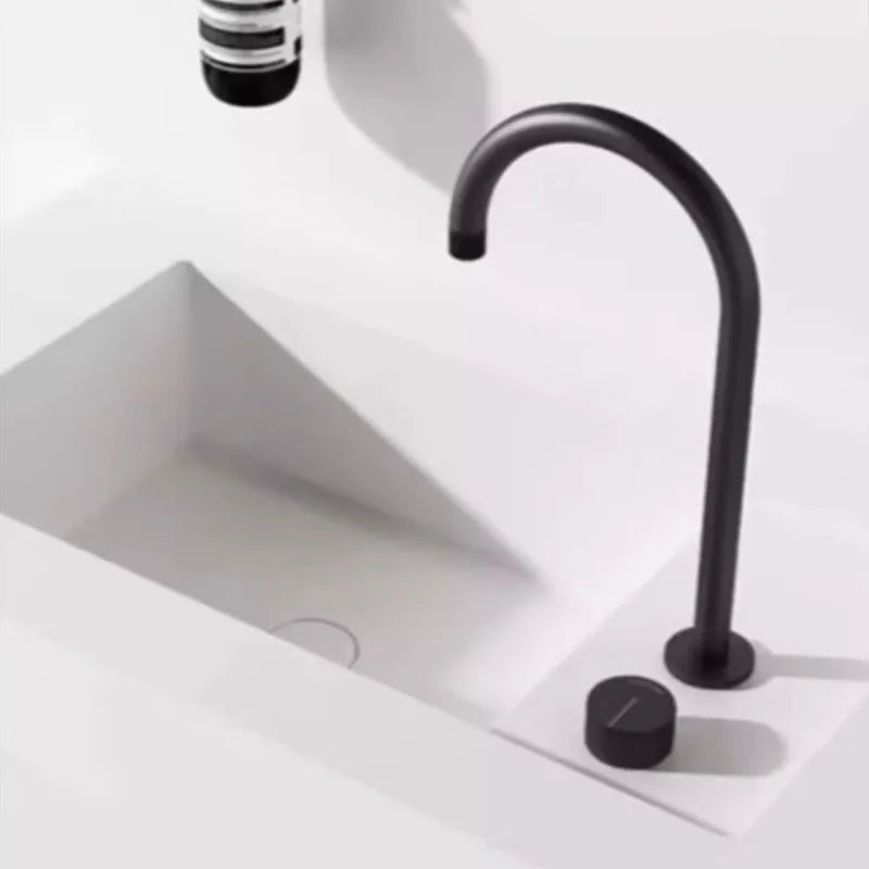 Vòi lavabo Tuqiu đen xoay 2 lỗ chậu rửa hiện đại - Daisan Store