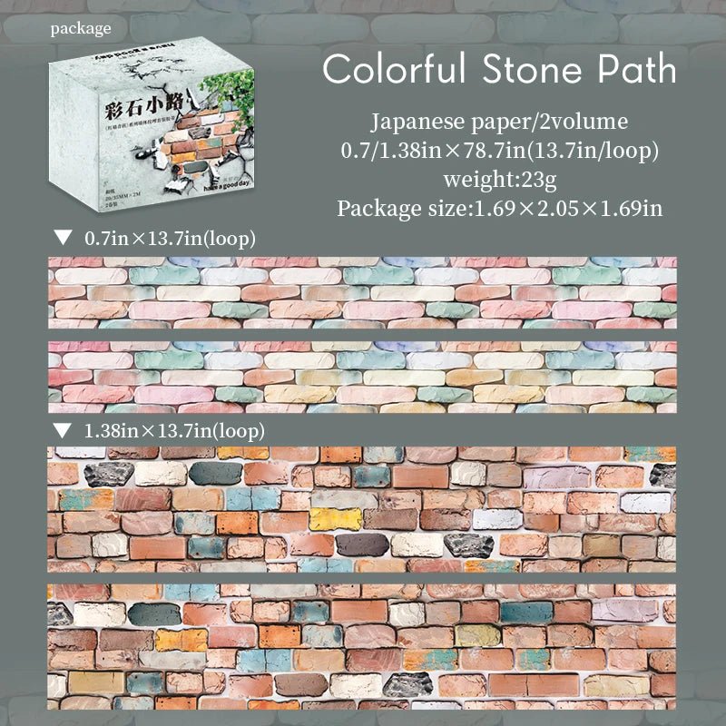 Washi Tape Gach Op Tuong 2 Cuon Hop Trang Tri Van Phong - Daisan Store