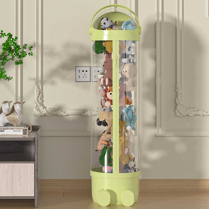 Xô nhựa PP đựng búp bê dung tích lớn dễ thương có khóa kéo trong suốt và nắp đậy dễ dàng lấy đồ chơi - Daisan Store