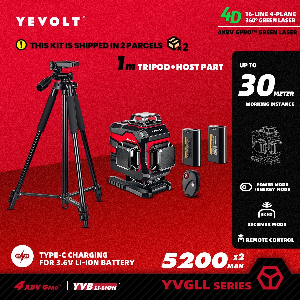 YEVOLT YVGLL4XS16PRO May Laser Xanh 4 Mat Phẳng 16Tia TuCan - Daisan Store