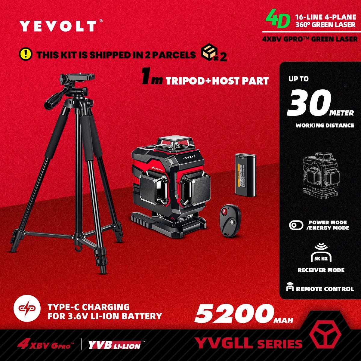 YEVOLT YVGLL4XS16PRO May Laser Xanh 4 Mat Phẳng 16Tia TuCan - Daisan Store