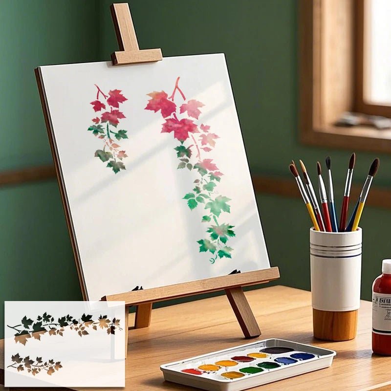 YOMDID 1pc Leaf Pattern PET Painting Hollow Out Stencil Reusable DIY Leaf Graffiti Airbrush Art Craft Decoration Template - Daisan Store