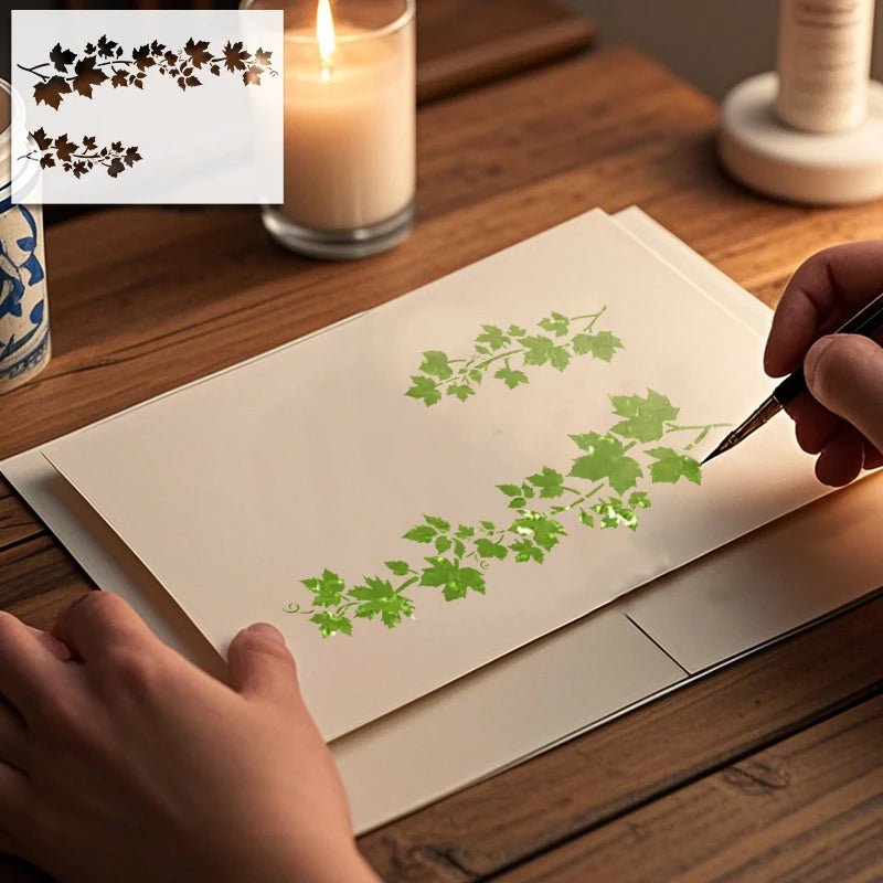 YOMDID 1pc Leaf Pattern PET Painting Hollow Out Stencil Reusable DIY Leaf Graffiti Airbrush Art Craft Decoration Template - Daisan Store
