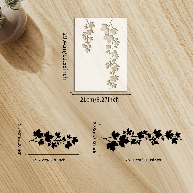 YOMDID 1pc Leaf Pattern PET Painting Hollow Out Stencil Reusable DIY Leaf Graffiti Airbrush Art Craft Decoration Template - Daisan Store
