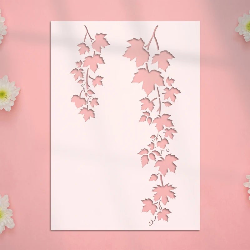 YOMDID 1pc Leaf Pattern PET Painting Hollow Out Stencil Reusable DIY Leaf Graffiti Airbrush Art Craft Decoration Template - Daisan Store