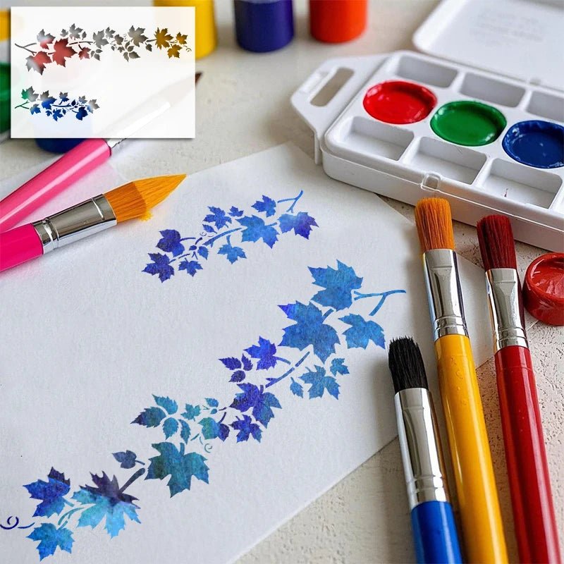 YOMDID 1pc Leaf Pattern PET Painting Hollow Out Stencil Reusable DIY Leaf Graffiti Airbrush Art Craft Decoration Template - Daisan Store