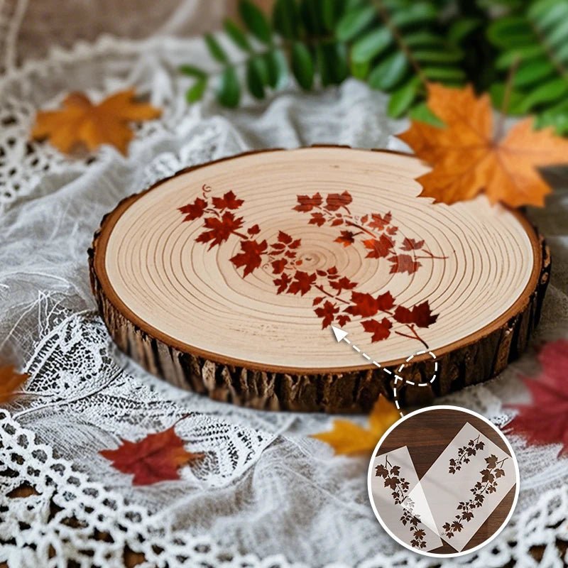 YOMDID 1pc Leaf Pattern PET Painting Hollow Out Stencil Reusable DIY Leaf Graffiti Airbrush Art Craft Decoration Template - Daisan Store