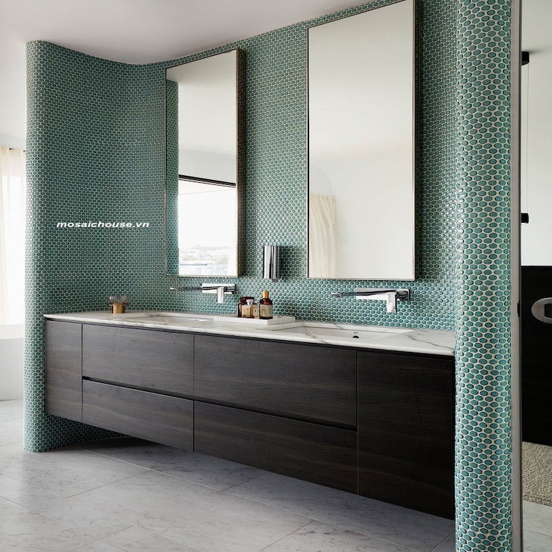 GẠCH MOSAIC CHẤM BI MÀU RÊU CB 160