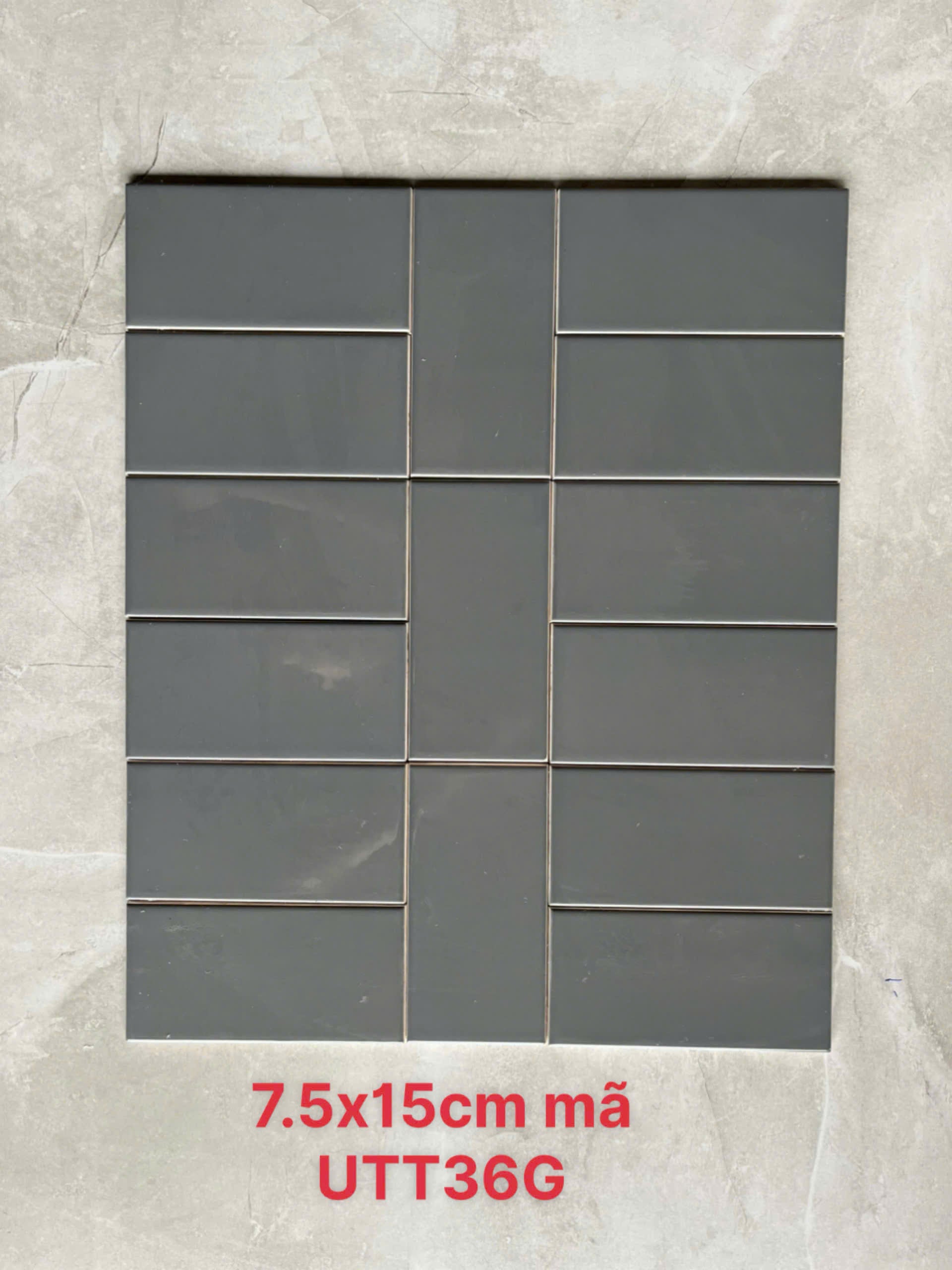 Gạch thẻ be xám bóng phẳng KT 75x150mm UTT36G
