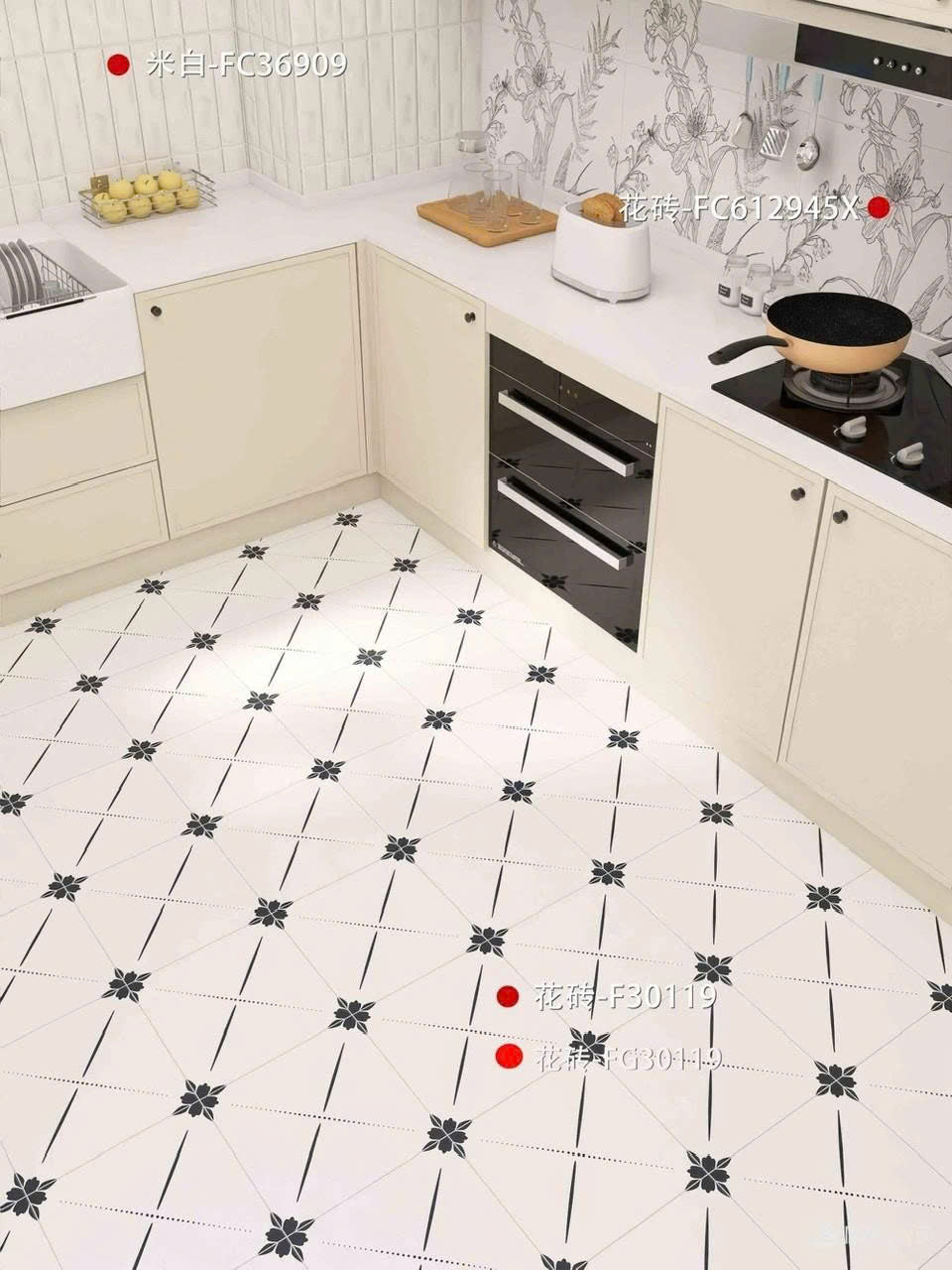 Gạch bông nhập khẩu xương đá KT 300x300mm FG30119