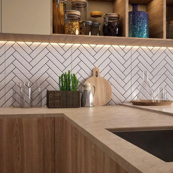 Gạch ốp tường giả thẻ men bóng màu trắng KT 30x60