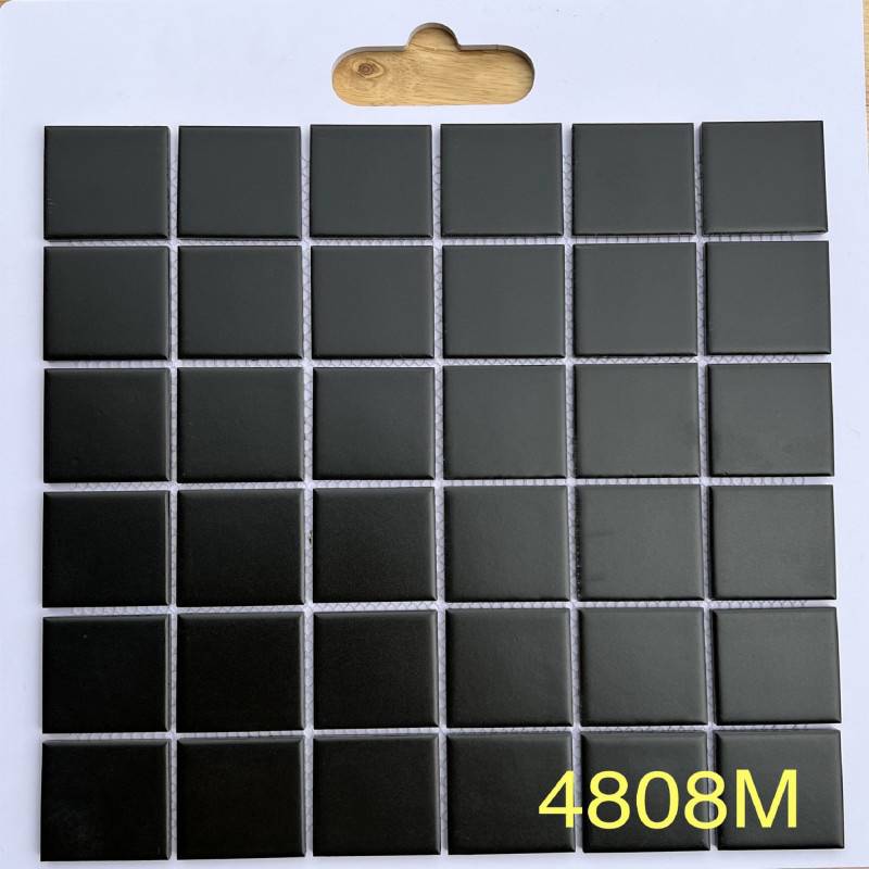 Gạch mosaic gốm sứ đen mờ 48x48x6mm 4808M