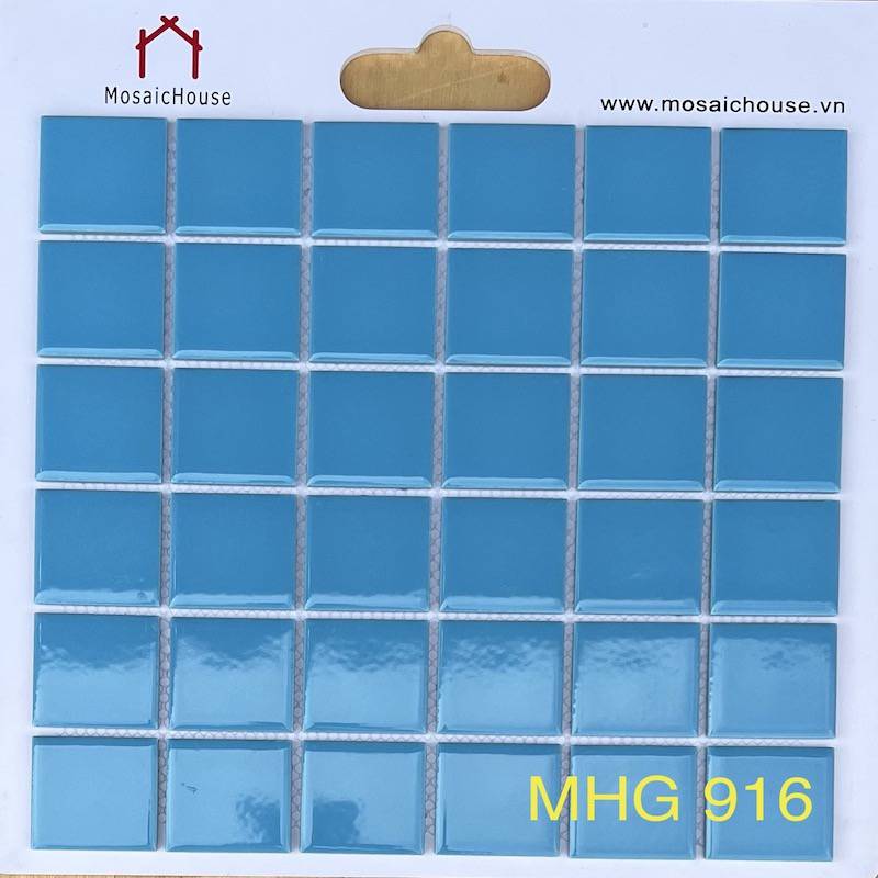 Gạch mosaic gốm sứ màu xanh 48x48x6mm MHG 916