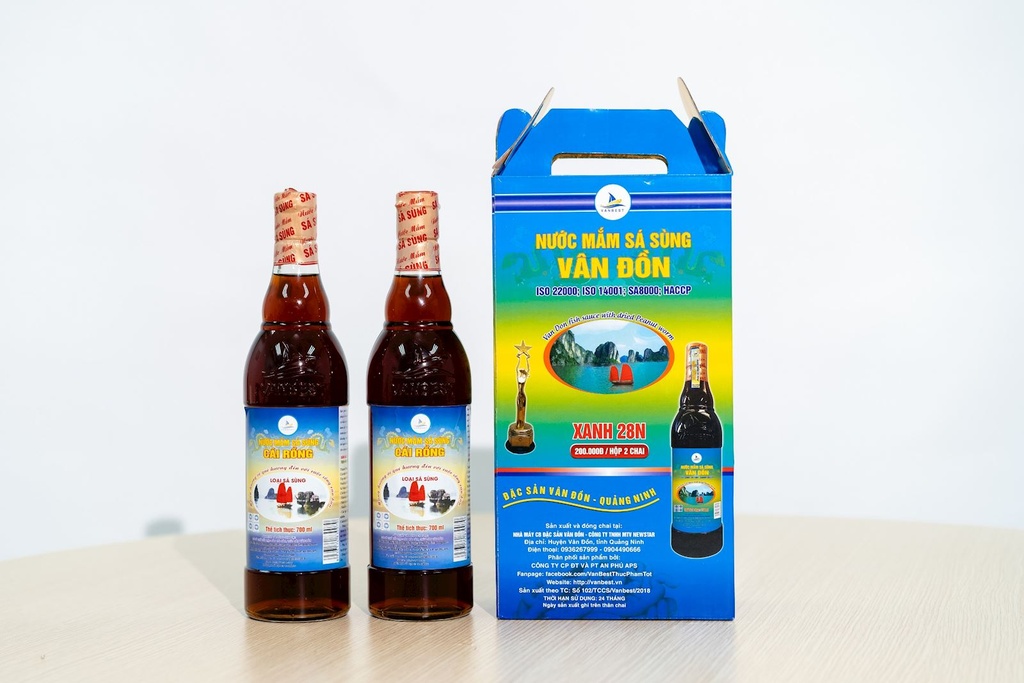 Nước Mắm Sá Sùng Vân Đồn – Hồng 40N – Hộp 2 Chai 700ml/Chai (sao chép)